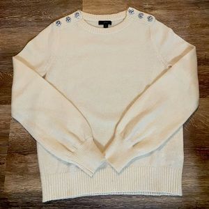 Ivory wool sweater with jewel buttons